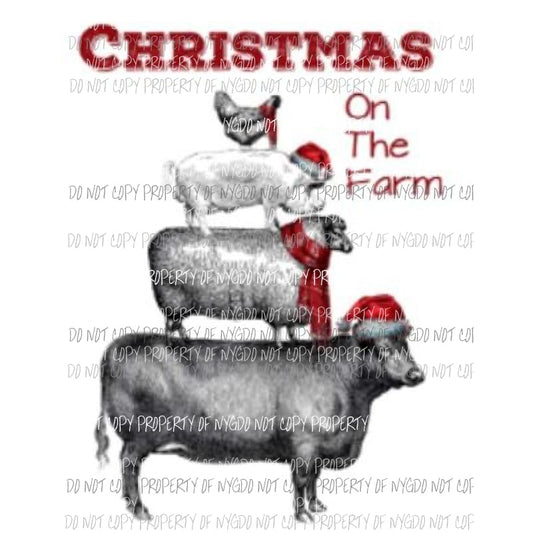 christmas on the farm Sublimation transfers Heat Transfer
