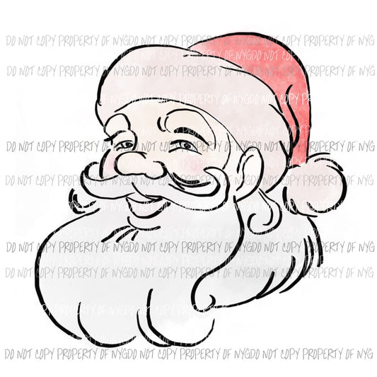 Christmas Santa Red Hat Watercolor Sketch Sublimation transfers Heat Transfer