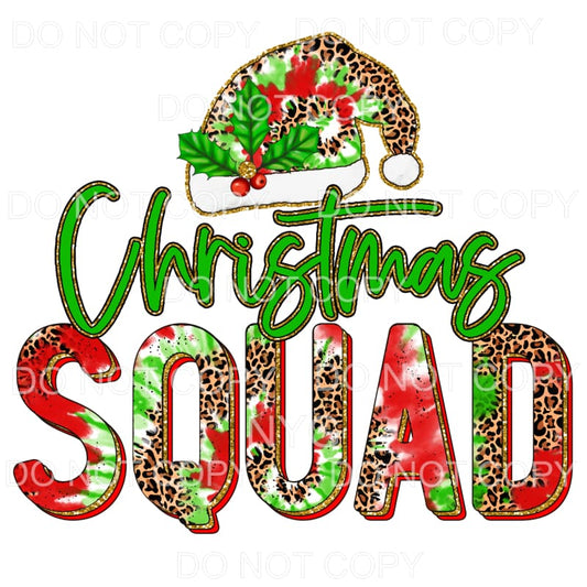 Christmas Squad Santa Hat Leopard Red Green Tie Dye Gold 