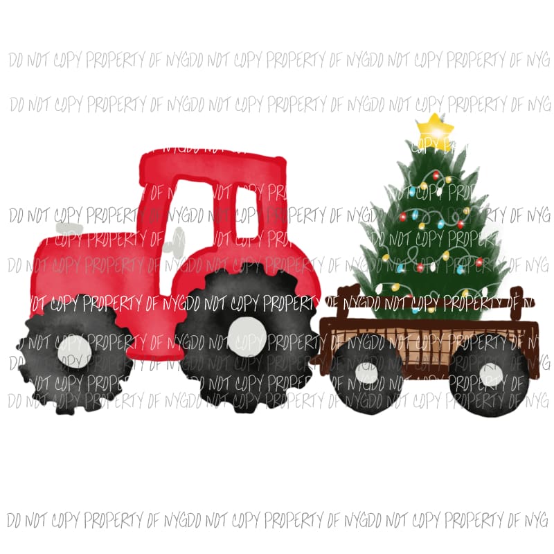 Christmas Tractor Red # 5 Sublimation transfers Heat Transfer