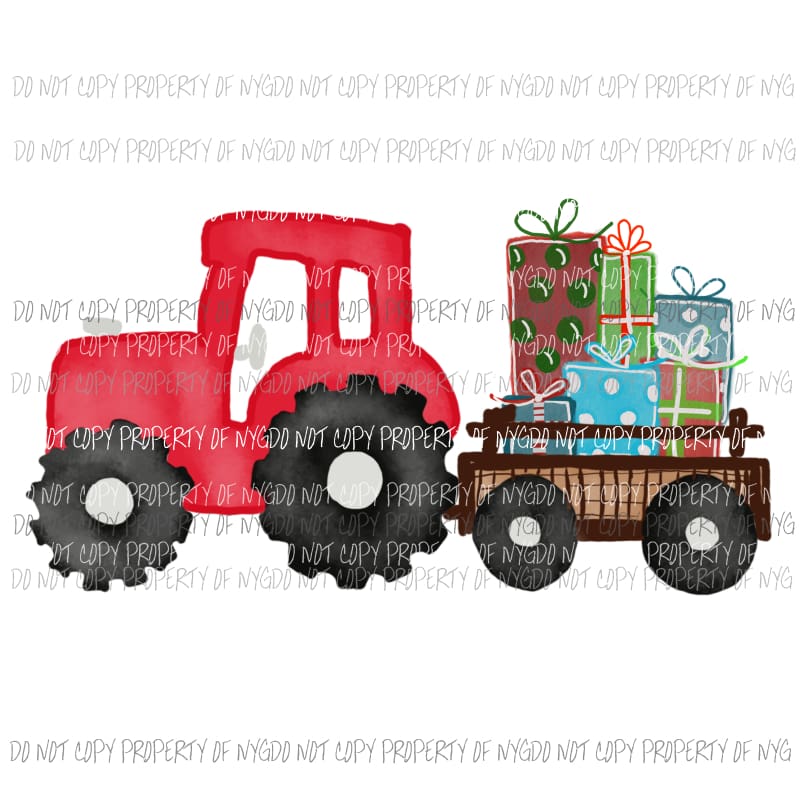Christmas Tractor Red # 6 Sublimation transfers Heat Transfer