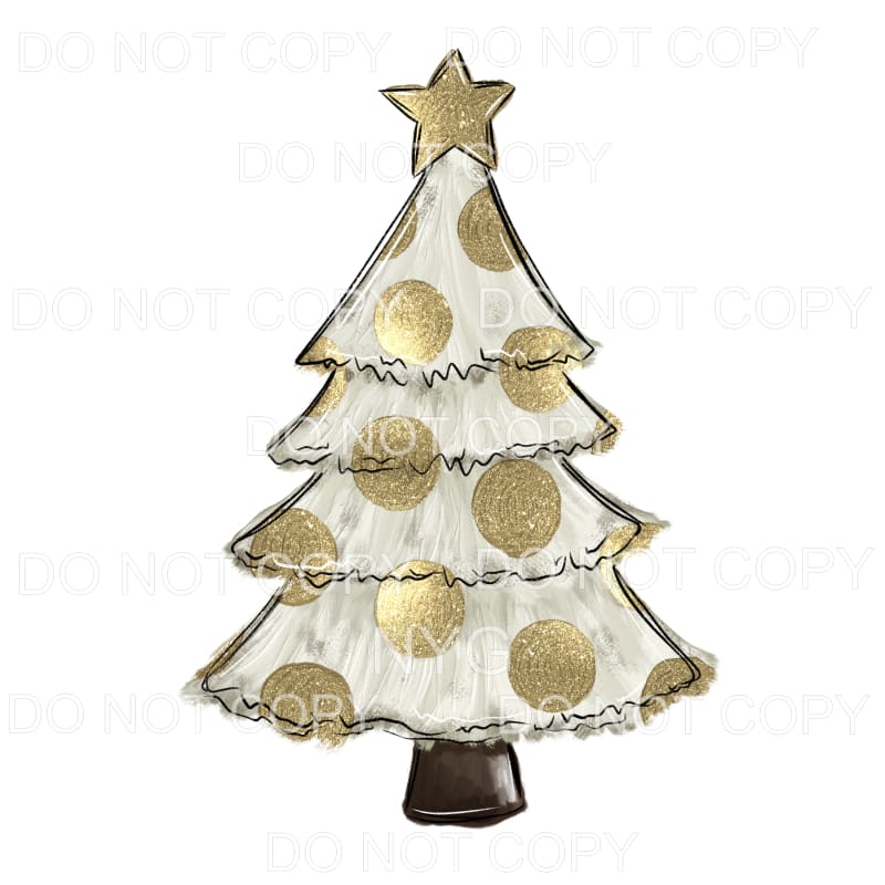 Christmas Tree Gold Glitter Polka Dots #903 Sublimation 