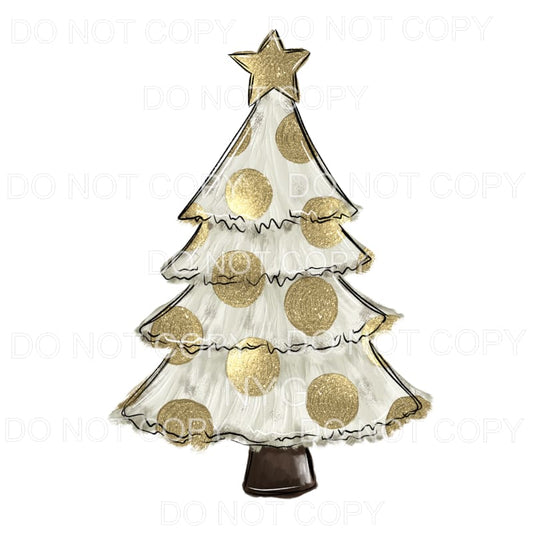Christmas Tree Gold Glitter Polka Dots #903 Sublimation 