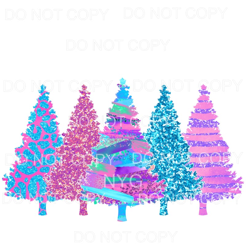 Christmas Tree Line Bright Colors Glitter Leopard Brush 