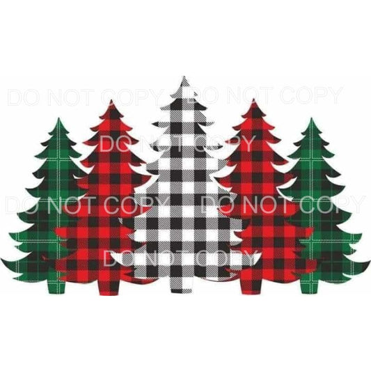 Christmas Trees Red Green Black Buffalo Plaid #1836 