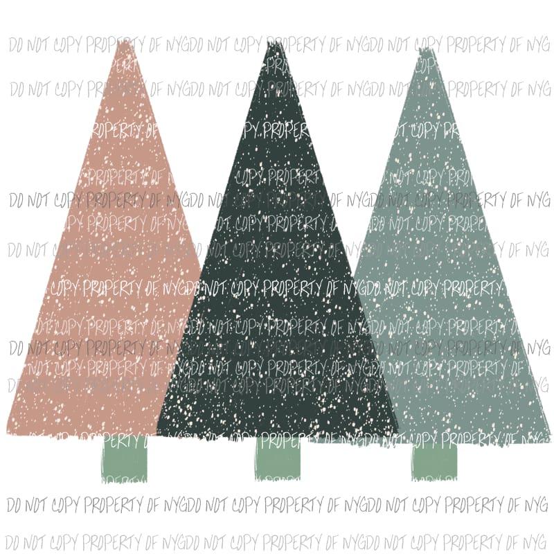 Christmas trees trio # 7 Christmas Sublimation transfers Heat Transfer