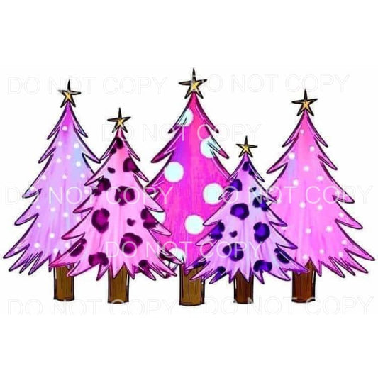Christmas Tress Pink Purple Polka Dots Leopard #1784 
