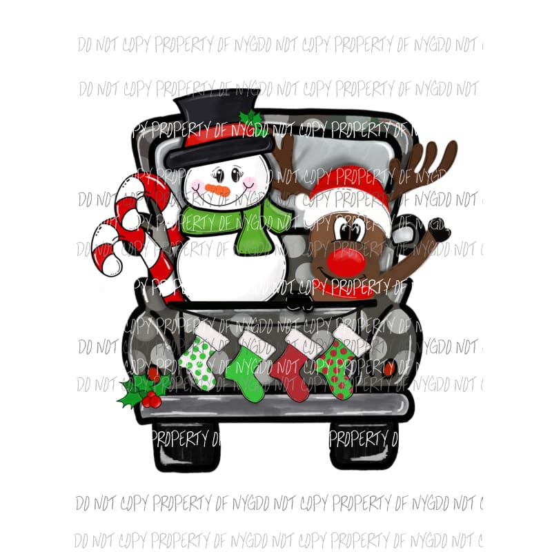 Christmas Truck with snowman Sublimation transfers Heat Transfer