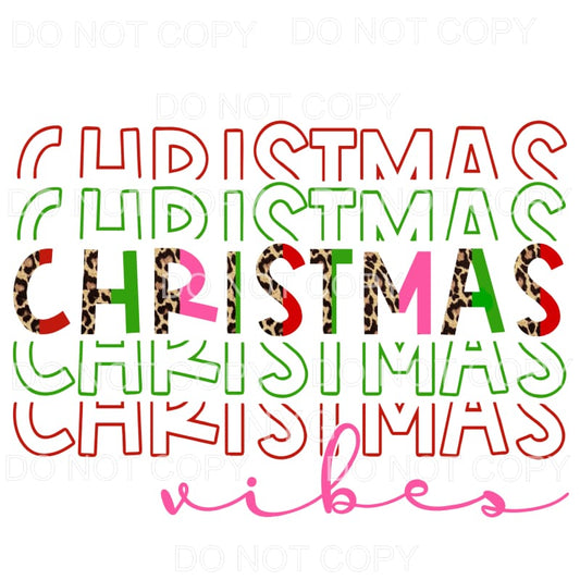 Christmas Vibes Pink Leopard Stacked Sublimation transfers -