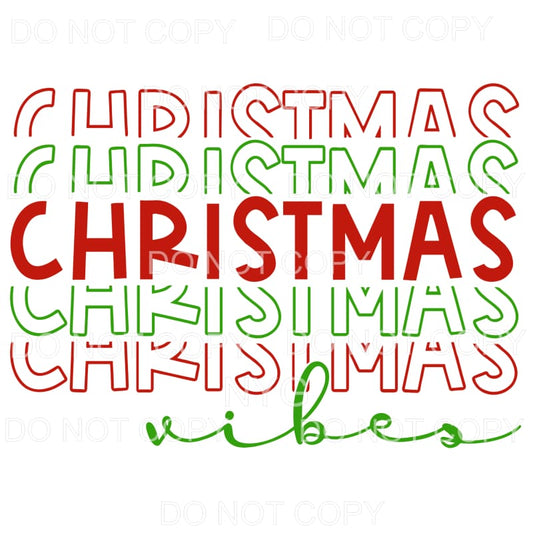 Christmas Vibes Red Green Stacked Sublimation transfers - 