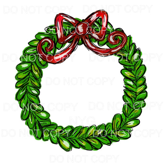 Christmas Wreath Red Bow #1479 Sublimation transfers - Heat 