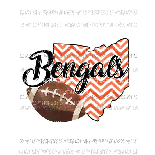 Cincinnati Bengals football chevron state Sublimation transfers Heat Transfer