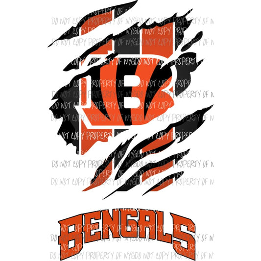 Cincinnati Bengals ripped design Sublimation transfers Heat Transfer