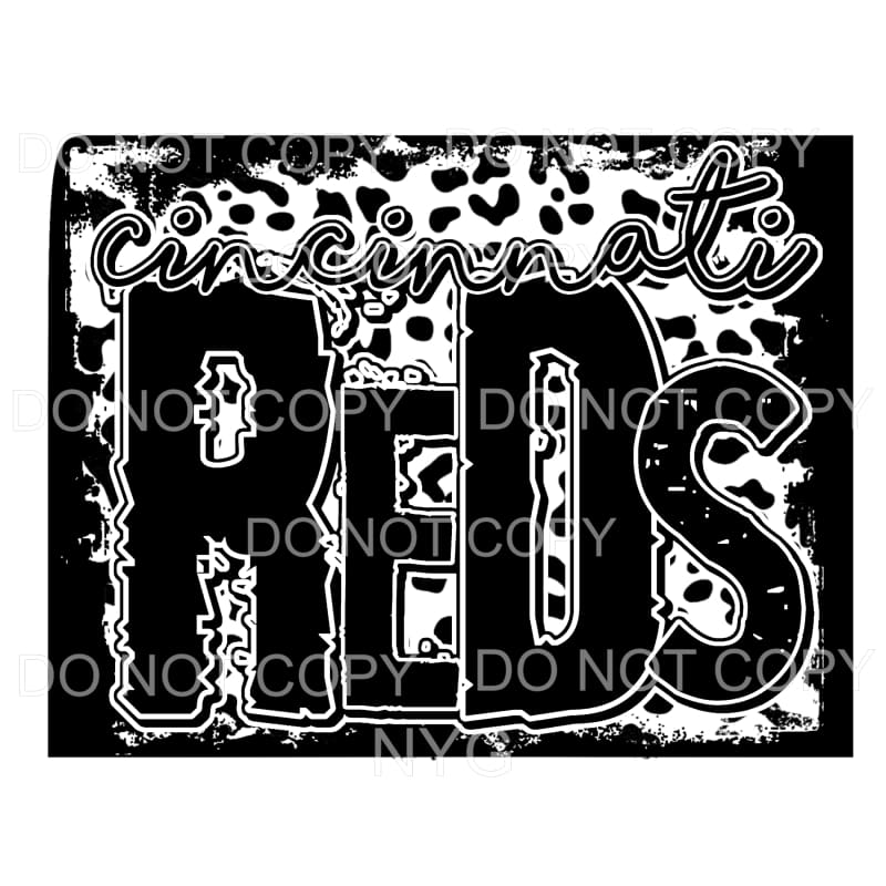Cincinnati Reds Baseball Black Leopard Sublimation transfers