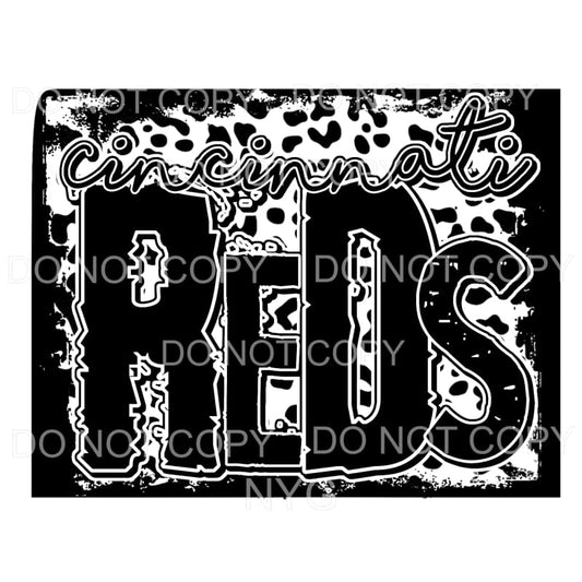 Cincinnati Reds Baseball Black Leopard Sublimation transfers