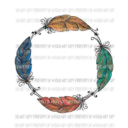 Circle Feathers Sublimation transfers Heat Transfer