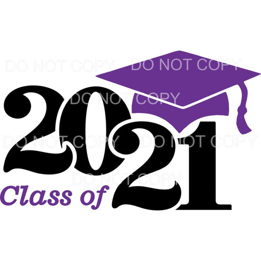 Class Of 2021 Purple Graduation Cap Sublimation transfers - 