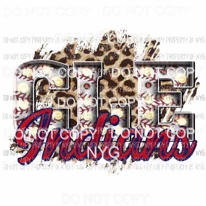 CLE Indians baseball marquee Cleveland leopard Sublimation transfers Heat Transfer