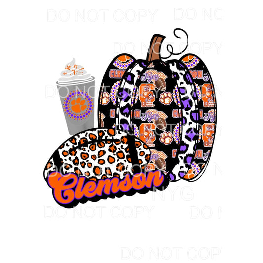 Clemson Football Leopard Pumpkin Coffee Orange Purple Tigers