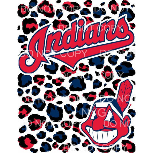 Cleveland Indians Basaeball Red Blue Leopard Background 