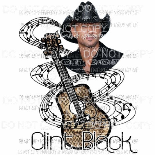 Clint Black Guitar Sublimation transfers Heat Transfer