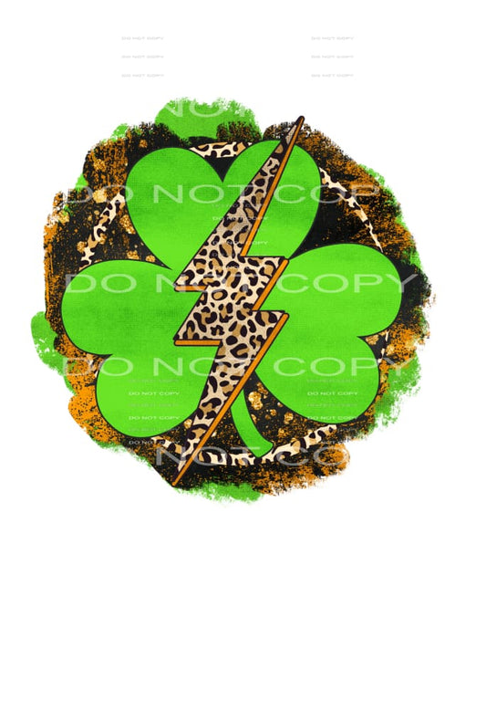 Clover Lightning Bolt Leopard Orange St Patricks Day #2487 