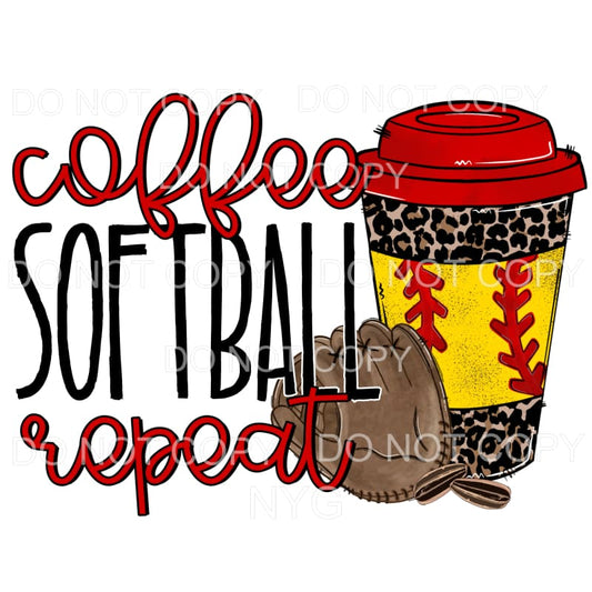 Coffee Softball Repeat Leopard Cup Glove Sublimation 