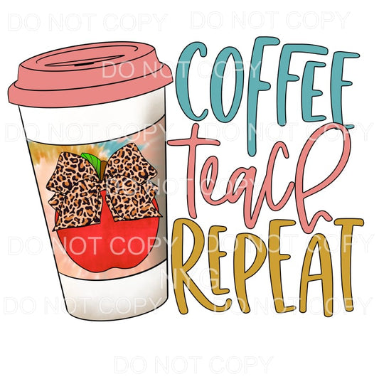 Coffee Teach Repeat Leopard Apple Neutral Tie Dye #679 