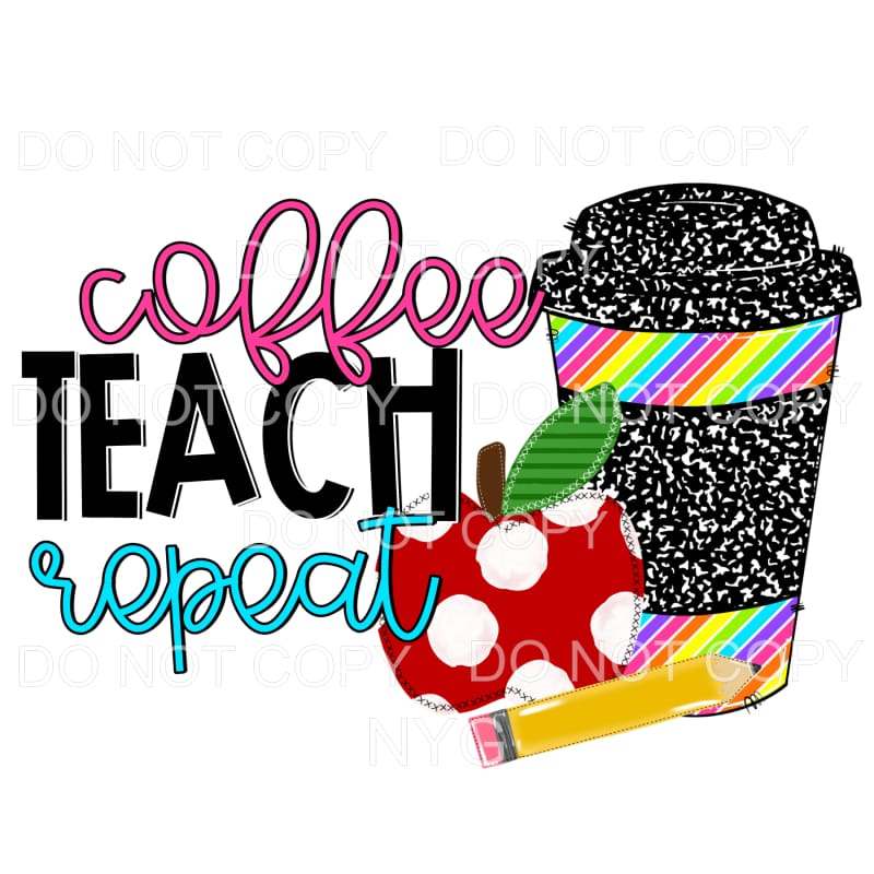 Coffee Teach Repeat Leopard Striped Cup Apple Sublimation 