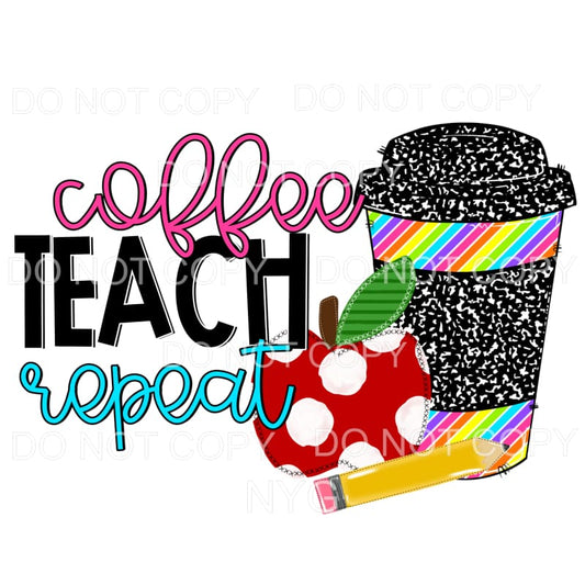 Coffee Teach Repeat Leopard Striped Cup Apple Sublimation 