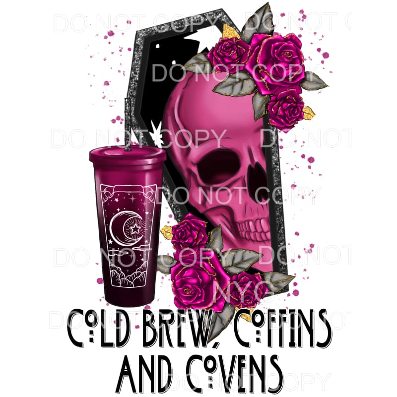 Cold Brew Coffins And Covens Purple Skull Flowers 