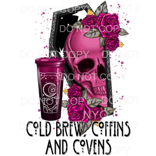 Cold Brew Coffins And Covens Purple Skull Flowers 