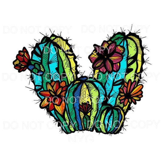 Colorful Cactus Group Flowers Sublimation transfers - Heat 