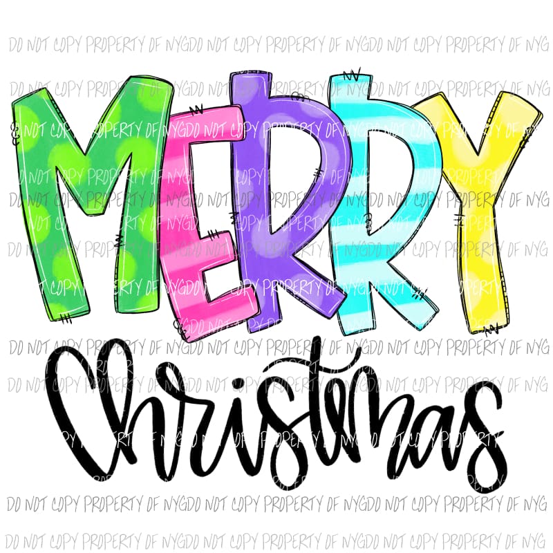 Colorful Merry Christmas Sublimation transfers Heat Transfer