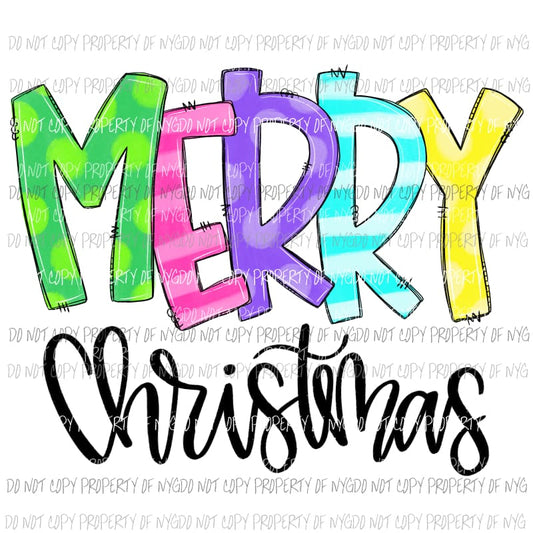 Colorful Merry Christmas Sublimation transfers Heat Transfer
