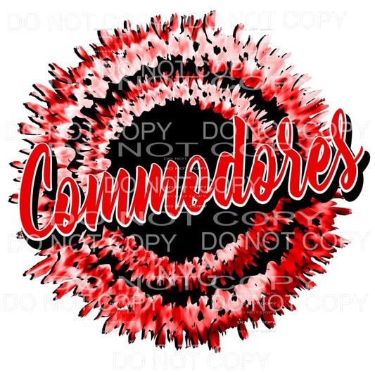 Commodores Red Splatter Sublimation transfers - Heat 