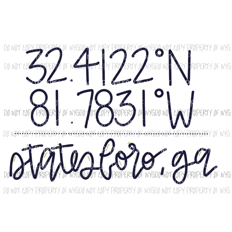 Coordinates Statesboro Georgia Sublimation transfers Heat Transfer