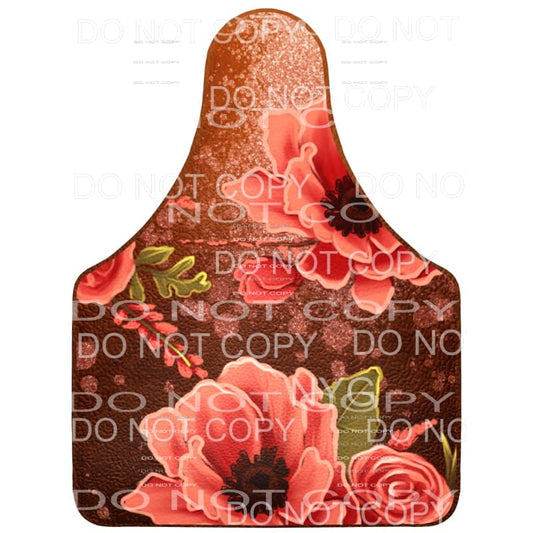 Coral Flowers Brown Cow Tag #2155 Sublimation transfers - 