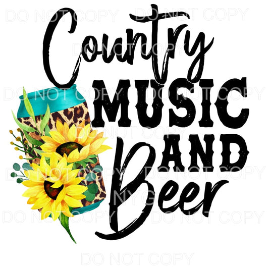 Country Music And Beer Leopard Sunflowers Sublimation 