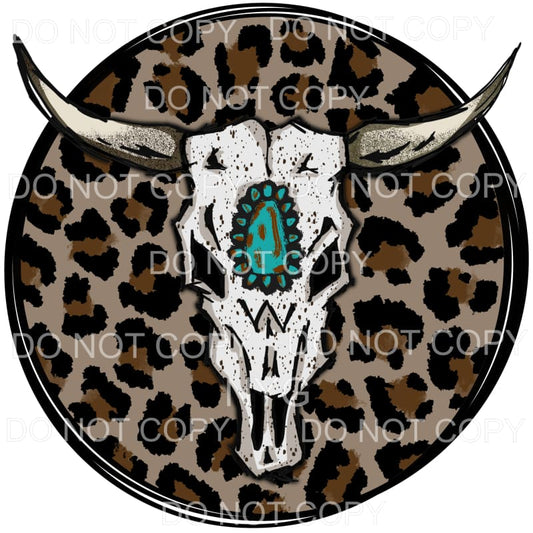 Cow Skull Turquoise Leopard Circle Sublimation transfers - 