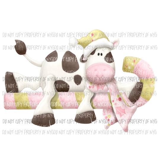 Cow Xmas 4 Sublimation transfers Heat Transfer