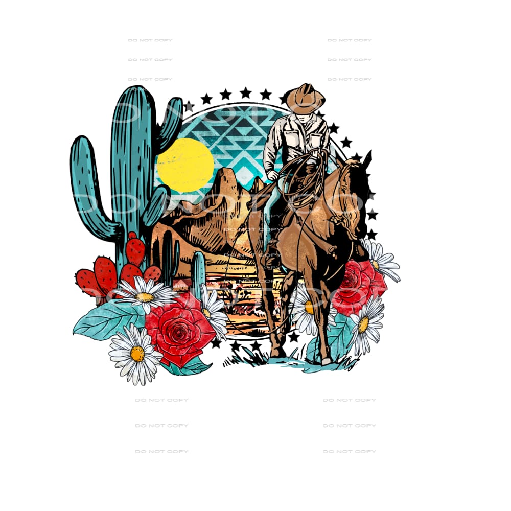 Cowboy and cactus # 193 Sublimation transfers - Heat