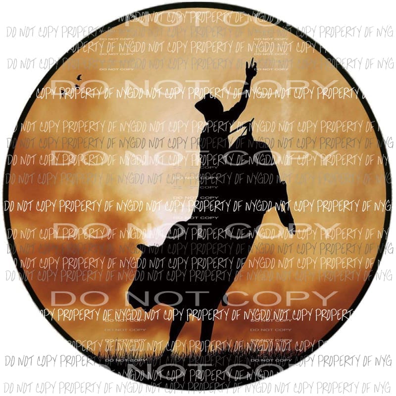 Cowboy riding a bull sunset background silhouette Sublimation transfers Heat Transfer