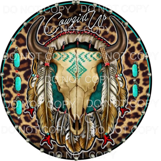 COWGIRL UP Bull Skull Sublimation transfers - Heat Transfer
