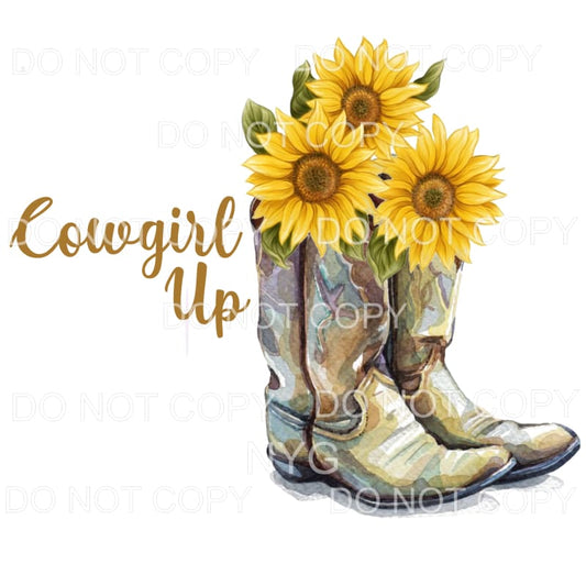 Cowgirl Up Cowboy Boots Sunflowers Sublimation transfers - 