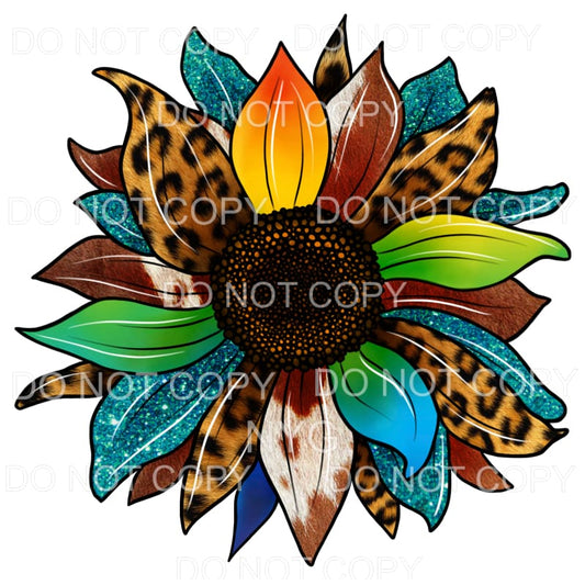 Cowhide Cheetah Sunflower Blue Glitter Rainbow Colors #2091 