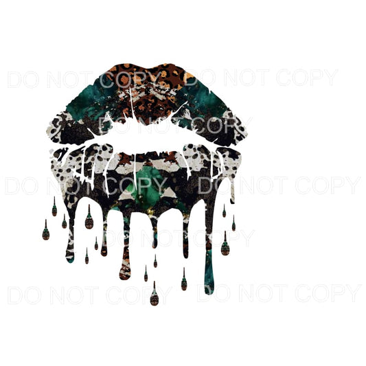 Cowhide dripping lips # 3 Sublimation transfers - Heat 