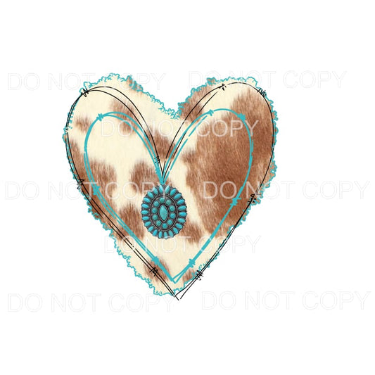Cowhide Heart #1 Sublimation transfers - Heat Transfer