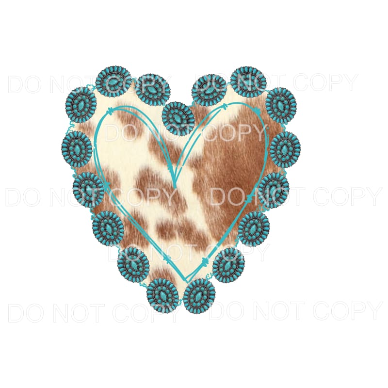 Cowhide Heart #2 Sublimation transfers - Heat Transfer