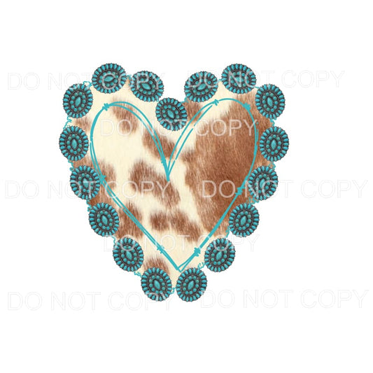 Cowhide Heart #2 Sublimation transfers - Heat Transfer
